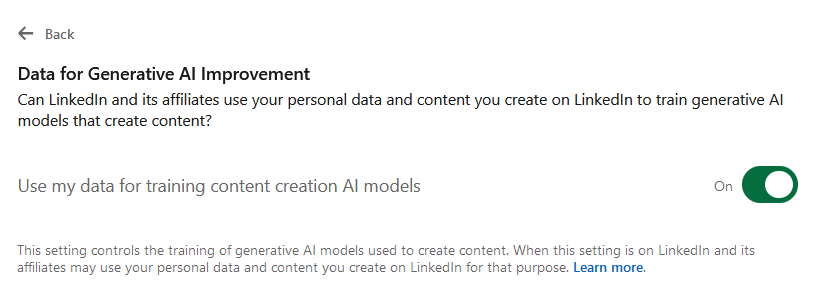 LinkedIn Settings, on by default!